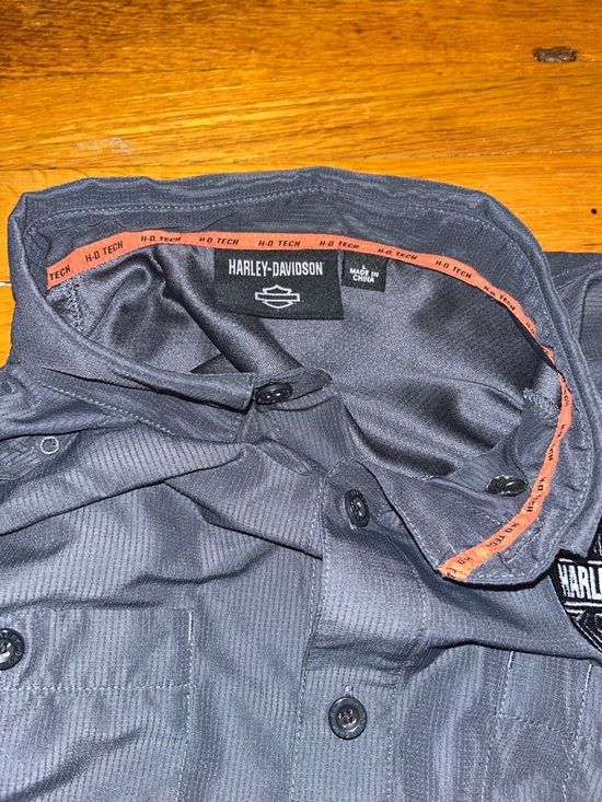 Harley-Davidson Men’s Short-Sleeve Button Shirt — Charcoal & Black - Picture 8 of 10